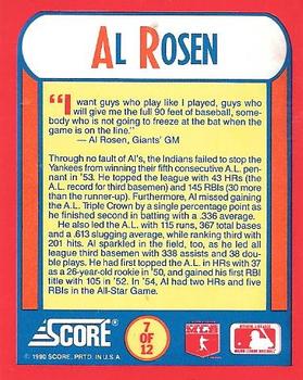 1990 Score 100 Superstars - The MVPs #7 Al Rosen Back