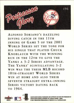 2001 Fleer Platinum #496 Alfonso Soriano Back