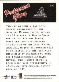 2001 Fleer Platinum #500 Arizona Diamondbacks Back