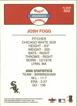 2001 Fleer Platinum #502 Josh Fogg Back