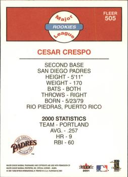2001 Fleer Platinum #505 Cesar Crespo Back