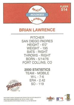 2001 Fleer Platinum #514 Brian Lawrence Back