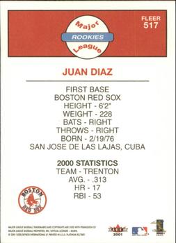 2001 Fleer Platinum #517 Juan Diaz Back