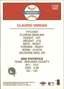 2001 Fleer Platinum #542 Claudio Vargas Back