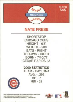 2001 Fleer Platinum #545 Nate Frese Back