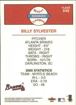 2001 Fleer Platinum #549 Billy Sylvester Back