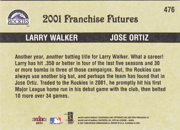 2001 Fleer Platinum #476 Larry Walker / Jose Ortiz Back