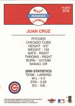 2001 Fleer Platinum #574 Juan Cruz Back