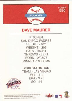 2001 Fleer Platinum #580 Dave Maurer Back