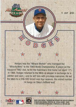 2002 Fleer Mets All-Amazin' 40th Anniversary Team #1 Gil Hodges Back