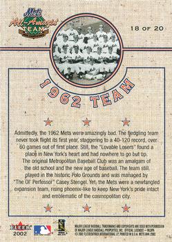 2002 Fleer Mets All-Amazin' 40th Anniversary Team #18 1962 Team Card Back