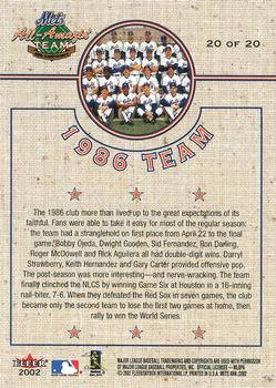 2002 Fleer Mets All-Amazin' 40th Anniversary Team #20 1986 Team Card Back