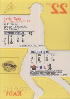 2003 Fleer E-X - Essential Credentials Future #57 Xavier Nady Back