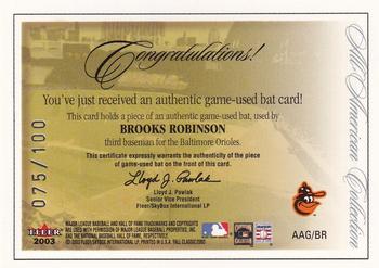 2003 Fleer Fall Classic - All-American Game Used #AAG/BR Brooks Robinson Back