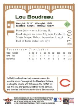 2003 Fleer Fall Classic - Championship Gold #19 Lou Boudreau Back