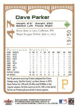 2003 Fleer Fall Classic - Championship Gold #47 Dave Parker Back
