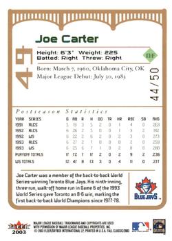 2003 Fleer Fall Classic - Championship Gold #49 Joe Carter Back