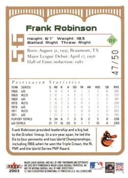 2003 Fleer Fall Classic - Championship Gold #56a Frank Robinson Back