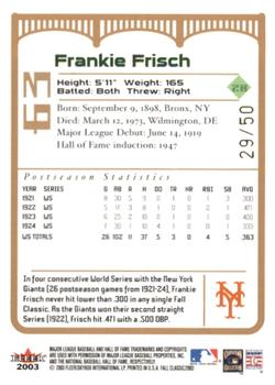 2003 Fleer Fall Classic - Championship Gold #63a Frankie Frisch Back