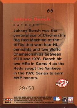 2003 Fleer Fall Classic - Championship Gold #66 Johnny Bench Back
