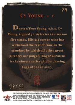 2003 Fleer Fall Classic - Championship Gold #74 Cy Young Back
