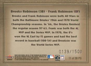 2003 Fleer Fall Classic - Postseason Glory #11 PG Brooks Robinson / Frank Robinson Back