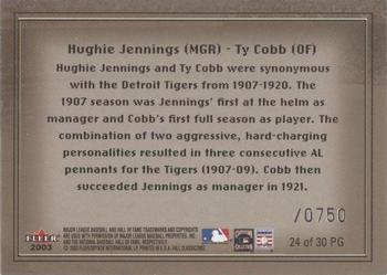 2003 Fleer Fall Classic - Postseason Glory #24 PG Hugh Jennings / Ty Cobb Back