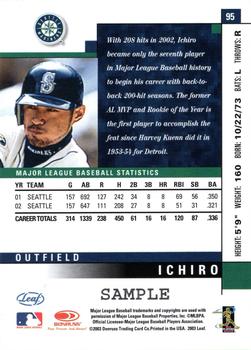 2003 Leaf - Samples Silver #95 Ichiro Suzuki Back