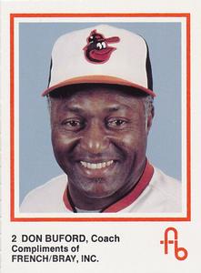 1988 French/Bray Baltimore Orioles #NNO Don Buford Front