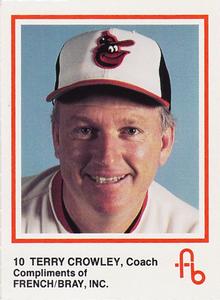 1988 French/Bray Baltimore Orioles #NNO Terry Crowley Front