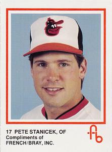 1988 French/Bray Baltimore Orioles #NNO Pete Stanicek Front