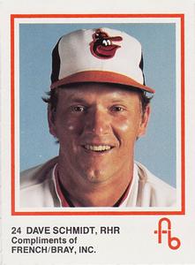 1988 French/Bray Baltimore Orioles #NNO Dave Schmidt Front