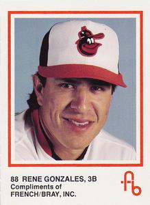 1988 French/Bray Baltimore Orioles #NNO Rene Gonzales Front