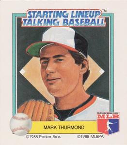 1988 Parker Bros. Starting Lineup Talking Baseball Baltimore Orioles #29 Mark Thurmond Front