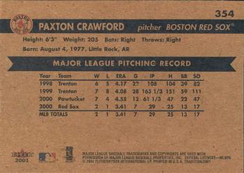 2001 Fleer Tradition #354 Paxton Crawford Back