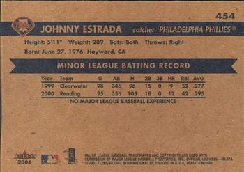 2001 Fleer Tradition #454 Johnny Estrada Back