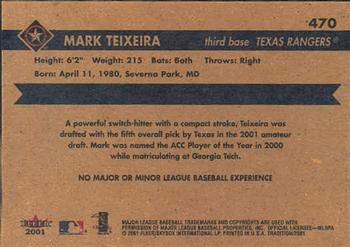 2001 Fleer Tradition #470 Mark Teixeira Back