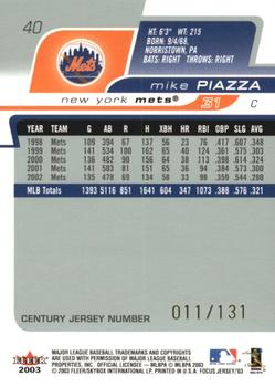 2003 Fleer Focus Jersey Edition - Century Parallel #40 Mike Piazza Back