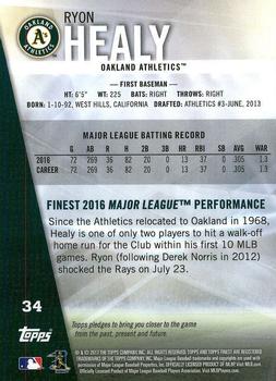 2017 Finest #34 Ryon Healy Back