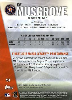 2017 Finest #51 Joe Musgrove Back