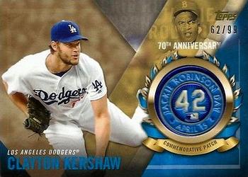 2017 Topps - Jackie Robinson Day Commemorative Logo Patches Gold #JRPC-CK Clayton Kershaw Front