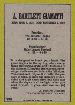 1990 Topps #396 Bart Giamatti Back