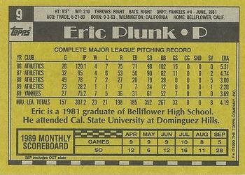 1990 Topps #9 Eric Plunk Back