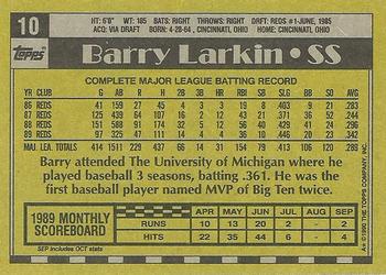 1990 Topps #10 Barry Larkin Back