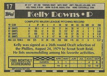 1990 Topps #17 Kelly Downs Back
