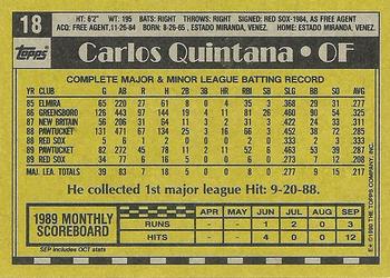 1990 Topps #18 Carlos Quintana Back