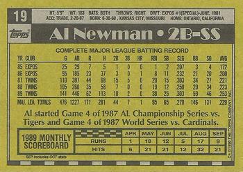 1990 Topps #19 Al Newman Back