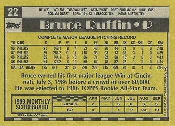 1990 Topps #22 Bruce Ruffin Back