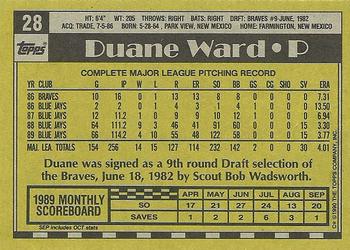 1990 Topps #28 Duane Ward Back