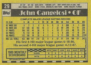 1990 Topps #29 John Cangelosi Back